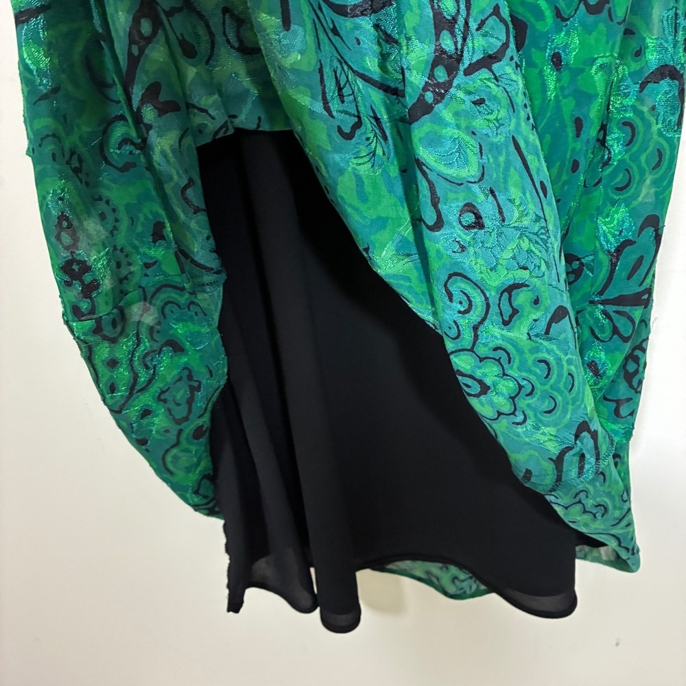 Zara Fairy Jacquard Maxi Dress Size S Green Mermaidcore Art to Wear Body Con - Picture 10 of 12